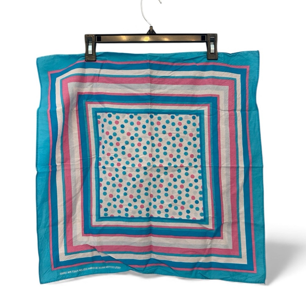 Vintage 80’s Blue and Pink Polka Dot Scarf
